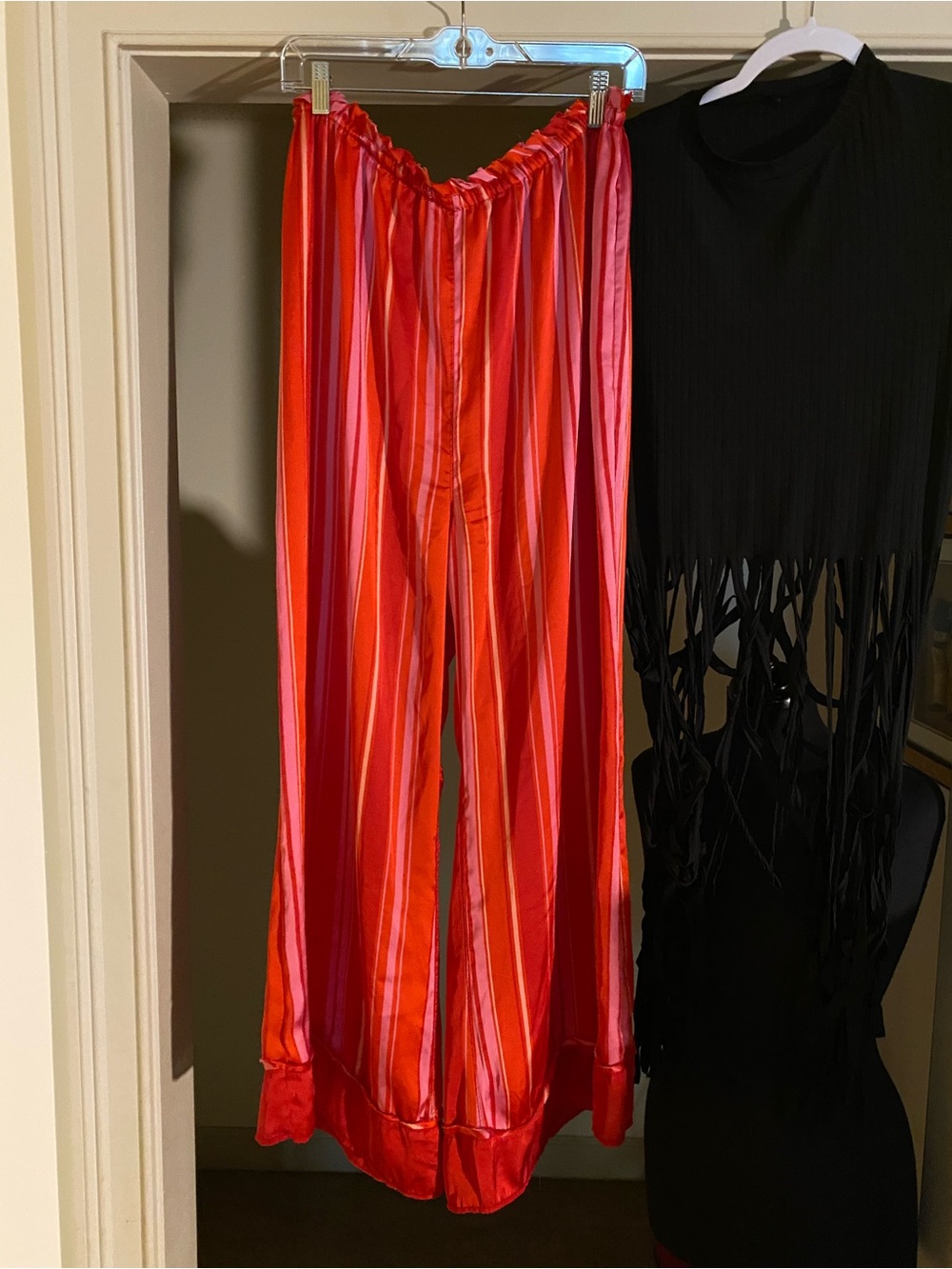 Free People, Red & Pink Striped Wide-Leg Pants